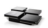 12" Black Gloss Coffee Table with Pull Out Squares