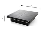 12" Black Gloss Coffee Table with Pull Out Squares
