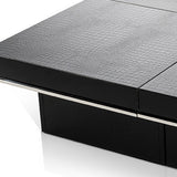 12" Black Gloss Coffee Table with Pull Out Squares