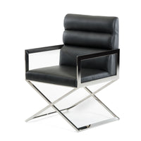 24' Black Leatherette and Stainless Steel Dining Chair