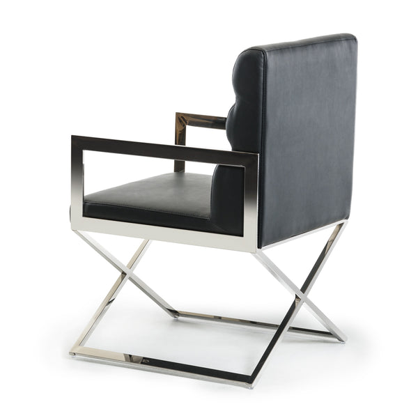 24' Black Leatherette and Stainless Steel Dining Chair