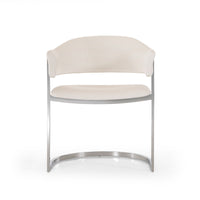 30' White Leatherette and Stainless Steel Dining Chair