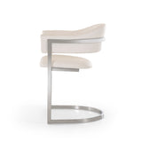 30' White Leatherette and Stainless Steel Dining Chair