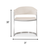 30' White Leatherette and Stainless Steel Dining Chair