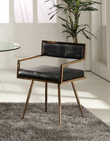 30' Black Leatherette and Rosegold Stainless Steel Dining Chair
