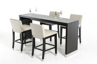 35' Wenge Veneer and Stainless Steel Bar Table