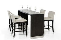 35' Wenge Veneer and Stainless Steel Bar Table