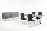 30' Grey Brush Veneer and Stainless Steel Dining Table