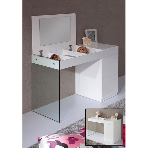 27' White Glass Floating Vanity with a Mirror