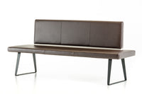 35' Brown Leatherette and Metal Dining Bench