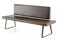 35' Brown Leatherette and Metal Dining Bench
