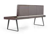 35' Brown Leatherette and Metal Dining Bench