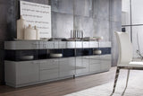 33' Grey High Gloss Glass Buffet