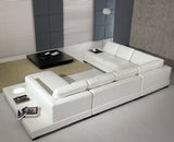 30' White Bonded Leather Sectional Sofa