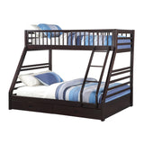 83' X 63' X 65' Espresso Pine Wood Twin XL Over Queen Bunk Bed