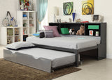 79' X 50' X 39' Twin  Black And Silver Metal Tube Bed With Bookcase And Trundle
