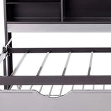 79' X 50' X 39' Twin  Black And Silver Metal Tube Bed With Bookcase And Trundle