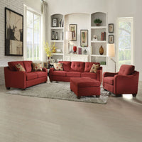 84' X 31' X 35' Red Linen Sofa With 2 Pillows