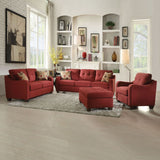 84' X 31' X 35' Red Linen Sofa With 2 Pillows
