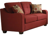 59' X 31' X 35' Red Linen Loveseat With 2 Pillows