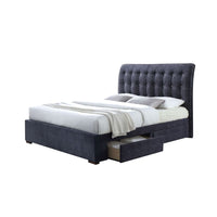 87' X 67' X 47' Dark Gray Fabric Queen Bed With Storage