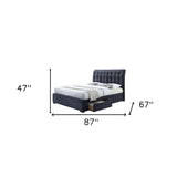 87' X 67' X 47' Dark Gray Fabric Queen Bed With Storage
