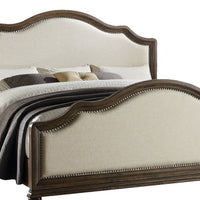 88' X 66' X 59' Beige Linen And Weathered Oak Queen Bed