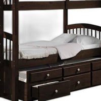 80' X 41' X 71' Espresso Twin Over Twin Bunk Bed And Trundle With 3 Drawers
