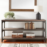 72' Rustic Weathered Oak Finish Console Storage Table