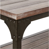 72' Rustic Weathered Oak Finish Console Storage Table