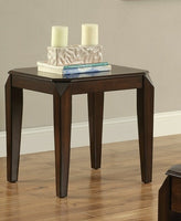 Faceted Corner Walnut Square End Table