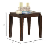 Faceted Corner Walnut Square End Table