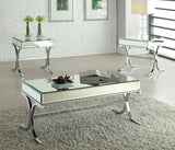 21' X 21' X 22' Mirrored Top And Chrome End Table