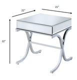 21' X 21' X 22' Mirrored Top And Chrome End Table