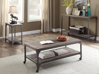 24' X 14' X 25' Weathered Oak And Antique Silver End Table