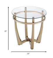 25' X 23' Champagne And Clear Glass End Table