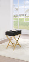 Sleek White and Brass End or Side Table
