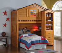 80' X 43' X 88' Twin Rustic Oak Pine Wood Loft Bed