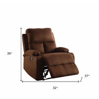 32' X 37' X 39' Chocolate Microfiber Wood Frame Recliner