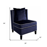 29' X 32' X 39' Dark Blue Velvet Accent Chair