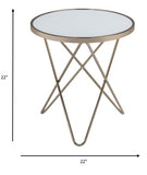 22' X 22' X 22' Frosted Glass And Champagne End Table