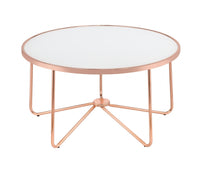 34' X 34' X 18' Frosted Glass And Rose Gold Coffee Table