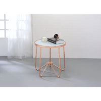 22' X 22' X 22' Frosted Glass And Rose Gold End Table
