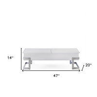 47' X 20' X 14' White And Chrome Particle Board Coffee Table