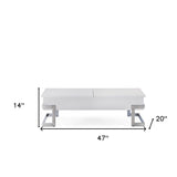 47' X 20' X 14' White And Chrome Particle Board Coffee Table