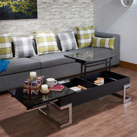 47' X 20' X 14' White And Chrome Particle Board Coffee Table