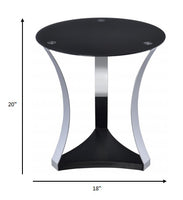 18' X 18' X 20' Black Glass  Chrome End Table