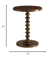 Fun Walnut Wood Pedestal End Table