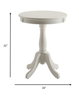 Cottage White Wood Pedestal Side or End Table