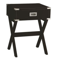 Black Solid Wooden  Metal Accent End Table
